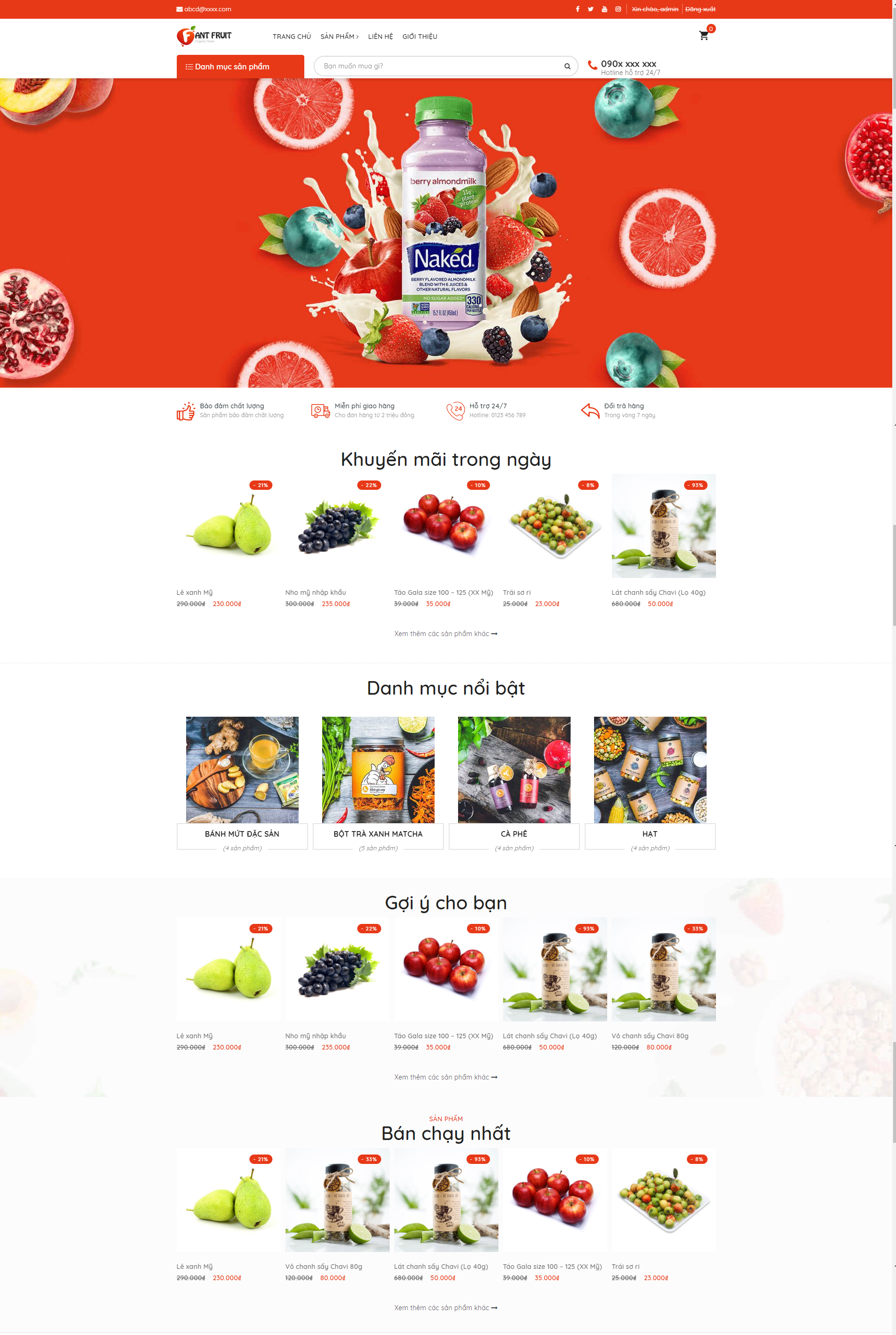 Mẫu website bán thực phẩm, trái cây BH4