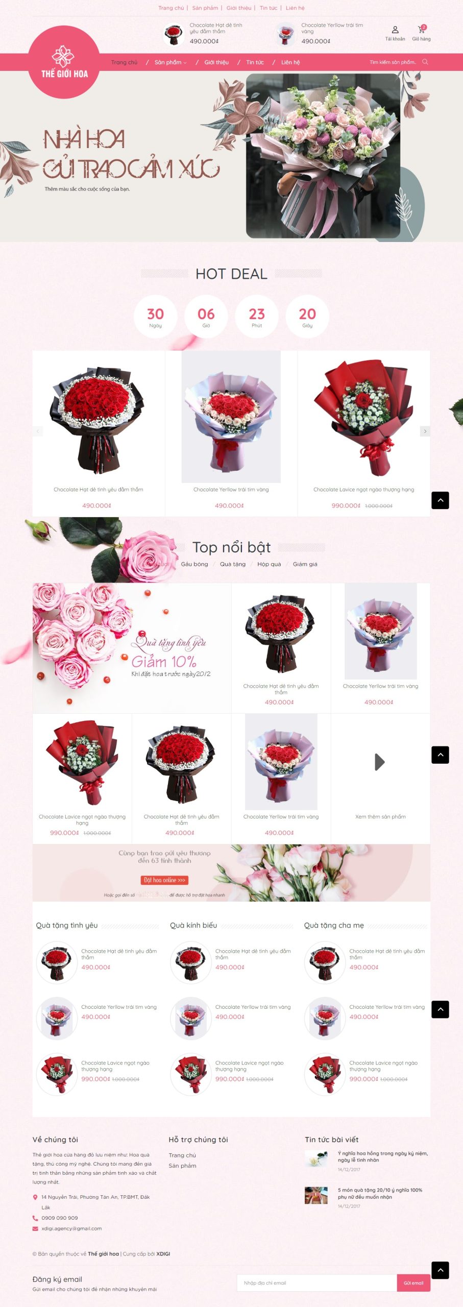 Shop hoa, quà tặng – Thế giới hoa – BH-013