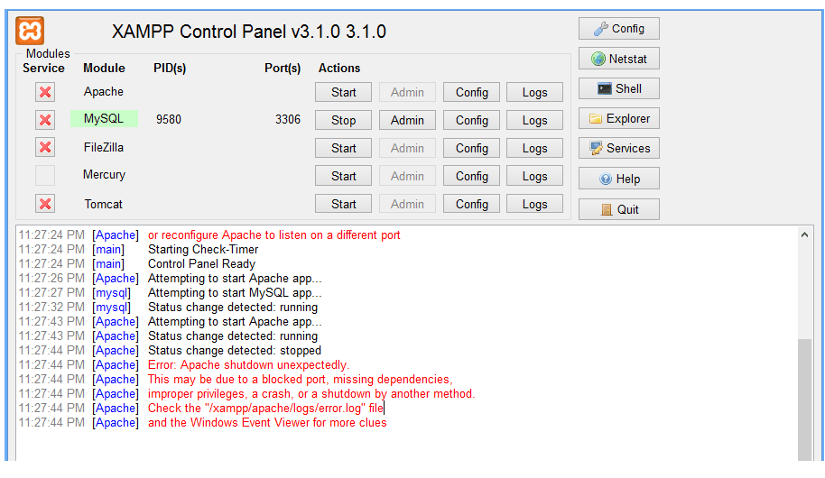 Khắc phục lỗi không khởi động được Apache của XAMPP