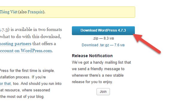 Tải xuống phiên bản mới nhất của Wordpres.