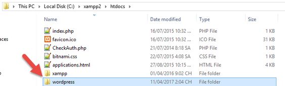 Sao chép thư mục mã nguồn wp vào thư mục htdocs của XAMPP