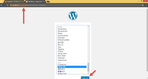 Chọn ngôn ngữ để bắt đầu cài đặt