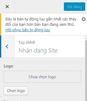 Hỗ trợ thay đổi logo trong theme ở phần tùy biến
