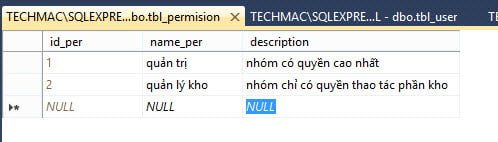 Mình sẽ thêm 2 nhóm quyền 