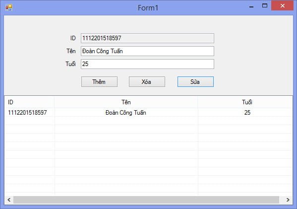 Kết quả sửa dữ liệu XML mình lên được 25 tuổi :)