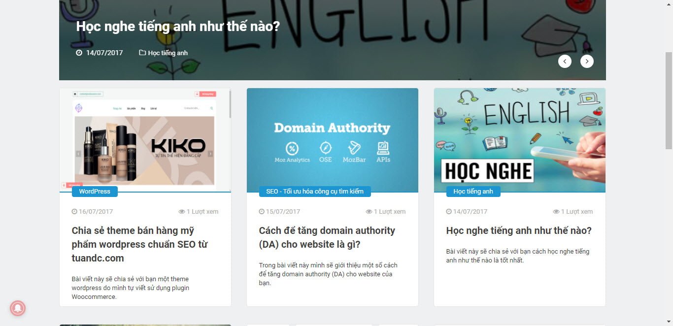 Kết quả hiển thị số lượng xem bài viết trong danh mục