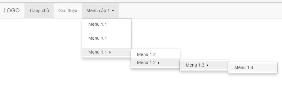 Kết quả menu hiển thị trên màng hình desktop