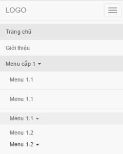 Kết quả menu hiển thị trên màng hình di động