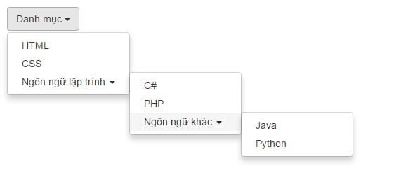 Hướng dẫn tạo menu đa cấp trên Bootstrap