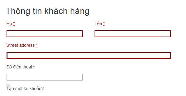 Loại bỏ một số trường thông tin trong trang thanh toán Woocommerce