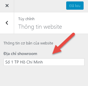 Control Địa chỉ showroom với kiểu text cũng xuất hiện