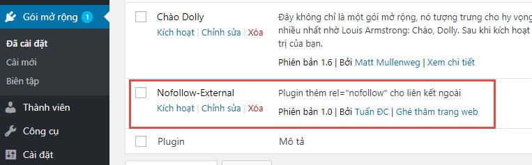 Bây giờ nên kích hoạt plugin này