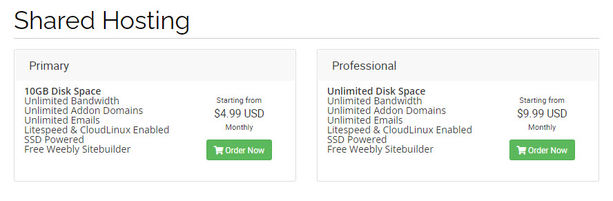 Bảng giá hosting tại Hawk Host