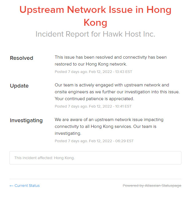 Sự cố sập mạng tại HawkHost ở Singapore kéo dài gần 7 giờ.