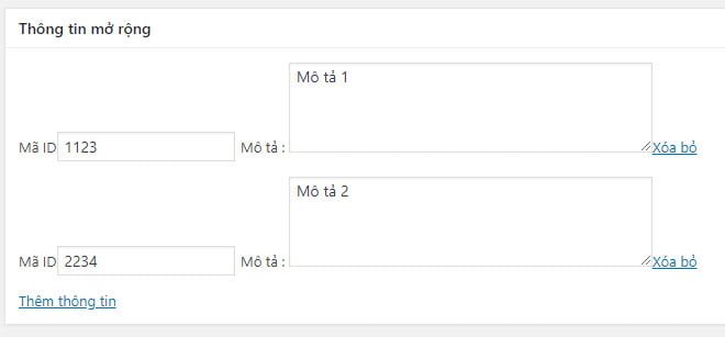 Kết quả tạo hộp meta và mã Javascript