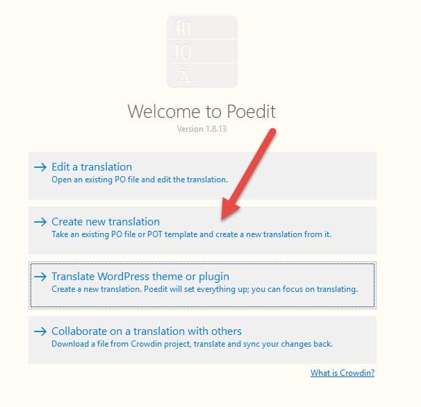 Chọn Create new translation