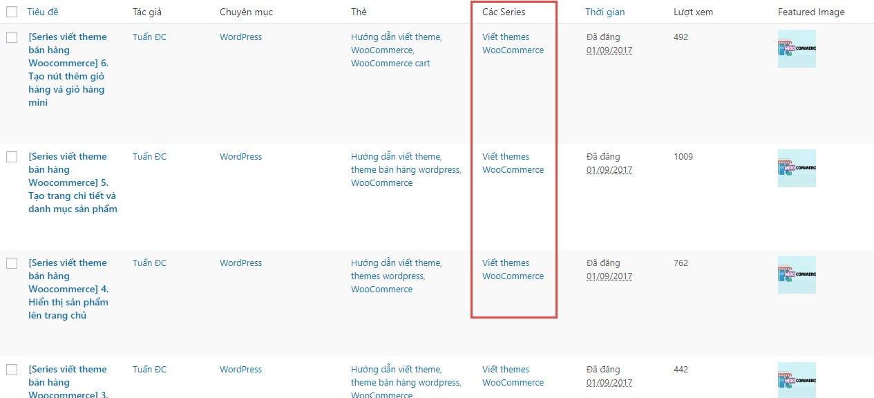 Các bài viết được nhóm trong một Series.