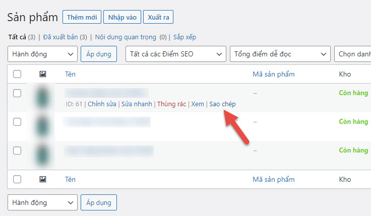 Tính năng sao chép bài đăng sản phẩm trong Woocommerce